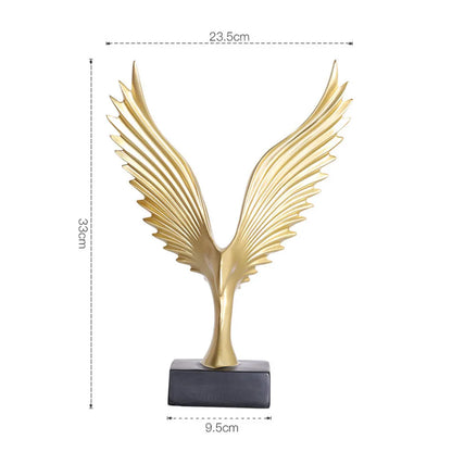 Engelsflügel-Statue – Abstrakte goldene Skulptur aus Resin für elegante Wohnraumdeko