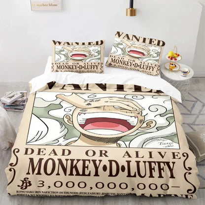 One Piece Anime Bedding Set – Luffy Gear 5 Design for All Bed Sizes