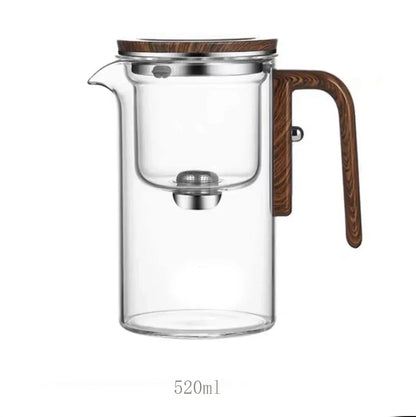 Magnetische Teekanne mit Wassertrennung und Holzgriff – Ein-Klick-Filter