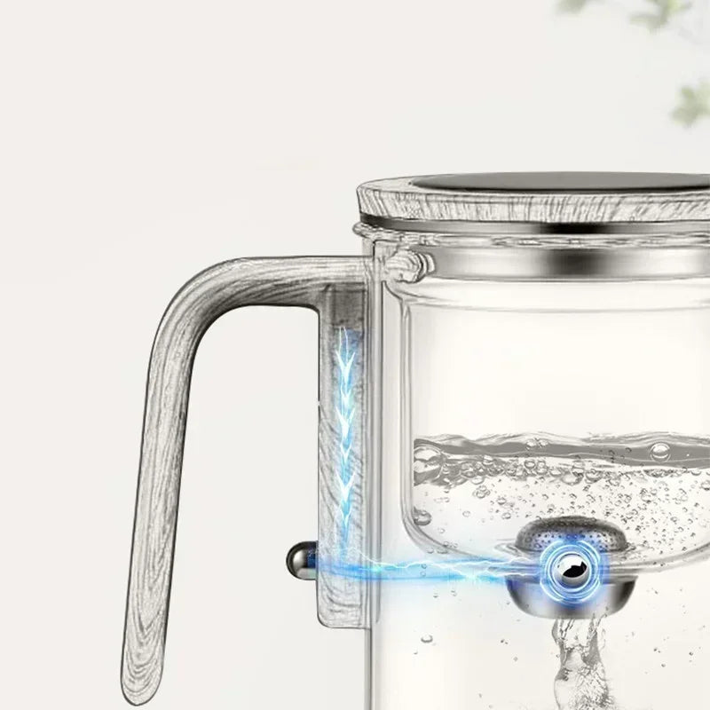 Magnetische Teekanne mit Wassertrennung und Holzgriff – Ein-Klick-Filter