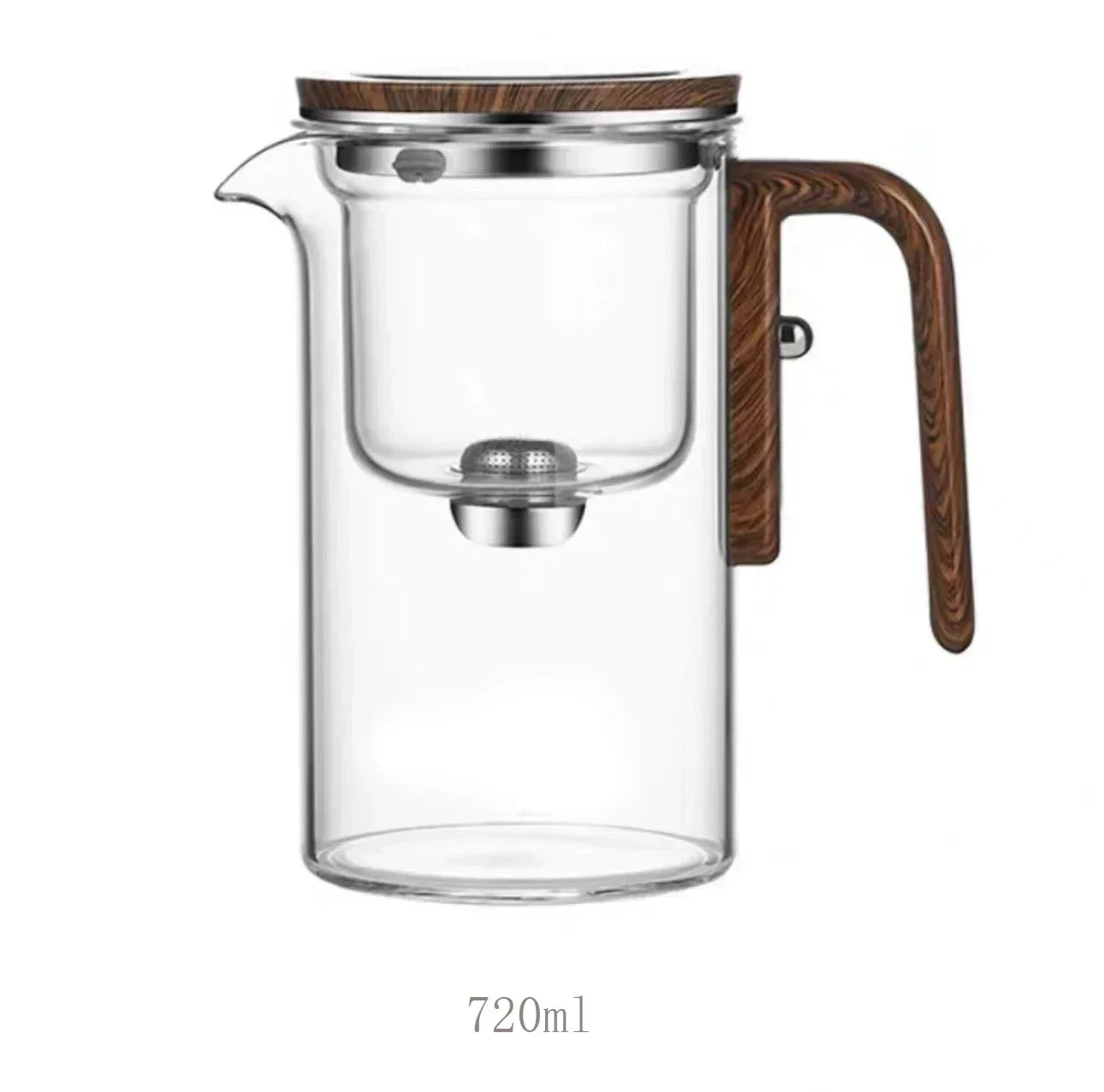 Magnetische Teekanne mit Wassertrennung und Holzgriff – Ein-Klick-Filter